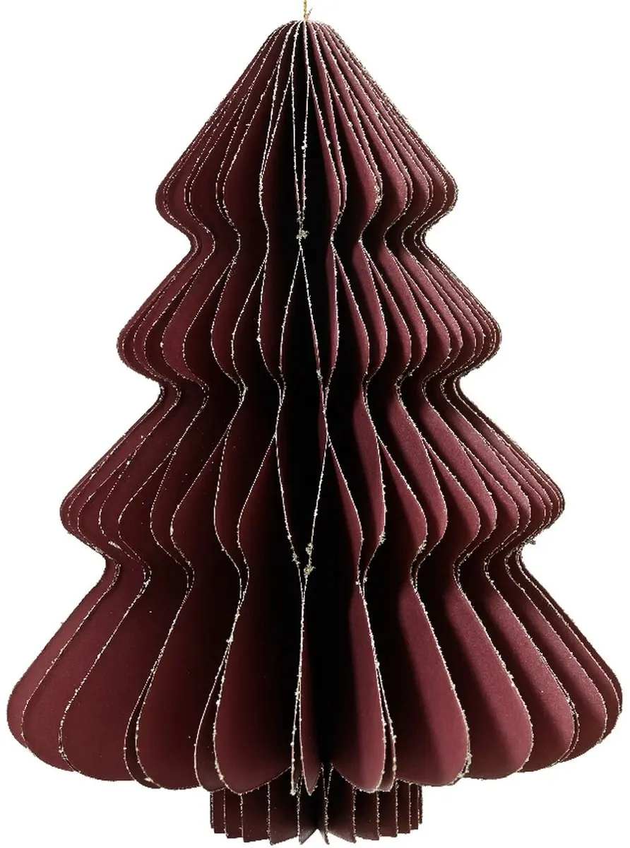 Kaemingk Kersthanger kerstboom maroon glitter 15 cm
