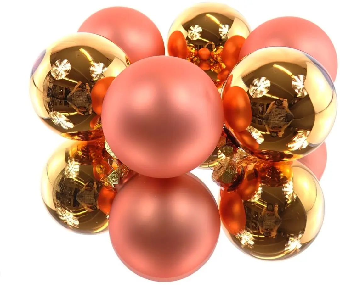 Kaemingk kerstballen warm oranje 3x glans & 3x mat Ø 8 cm glas 6-delig