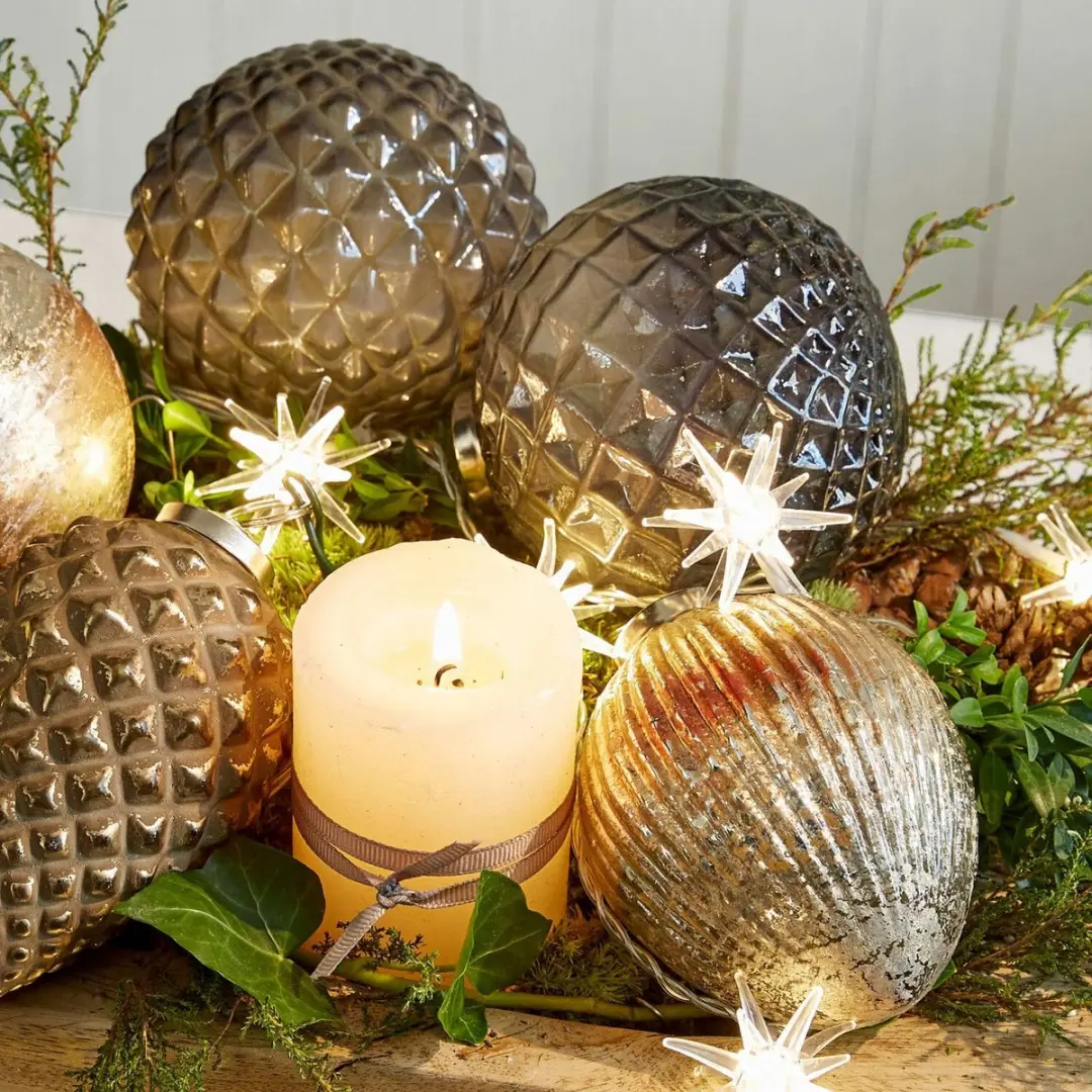 Loberon Layounne Kerstballen Set - 6 Stuks Ø10cm Antiekzilver/Grijs