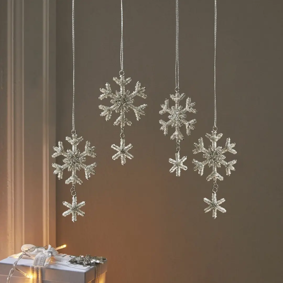 Loberon Kerstversiering Kiresta Set - 4 Stuks Zilverkleurig/Heldere Bol