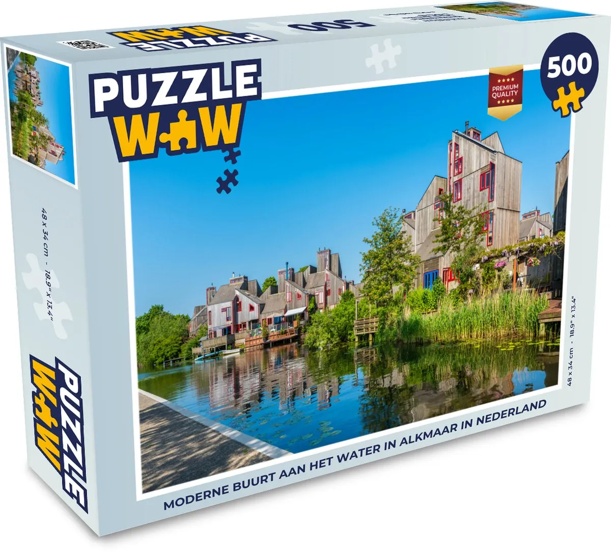 PuzzleWow Legpuzzel Alkmaar - Nederland Huizen 500 Stuks - Multicolor