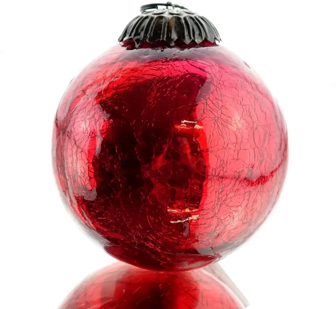 Kaemingk Kerstbal Craquelé Rood Ø 7,5 cm