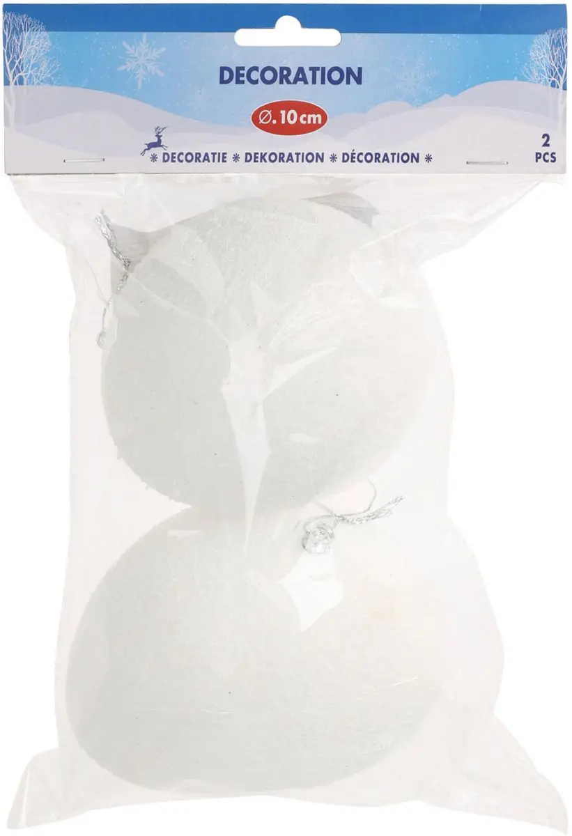 Decoratie Sneeuwballen 10cm, 2st.