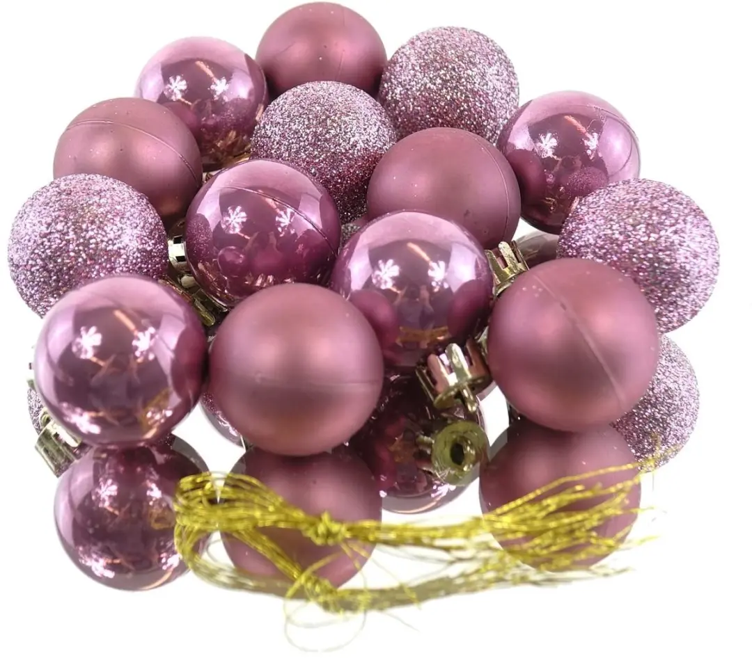Kaemingk kerstballen roze breukvast Ø 3 cm kunststof 14-delig