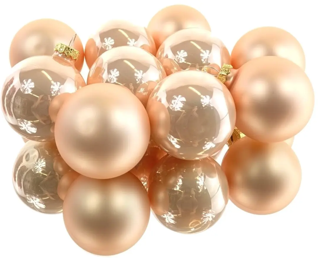 Kaemingk kerstballen peach pearl 5x glans & 5x mat Ø 6 cm 10-delig