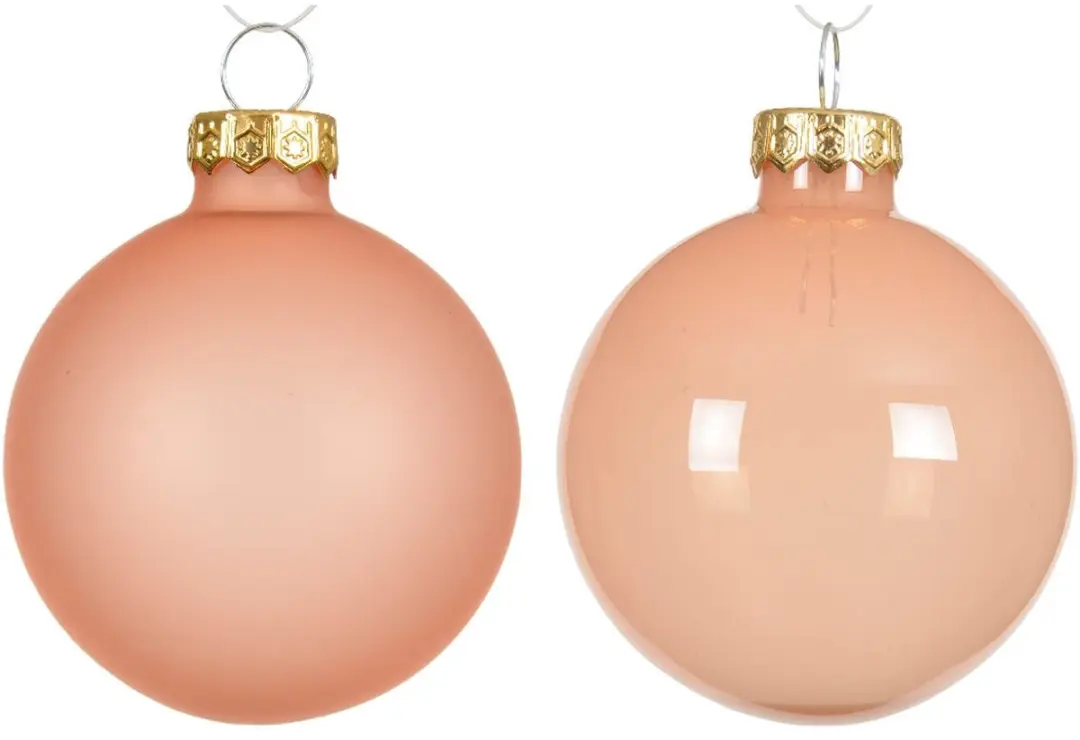 Kaemingk Kerstballen Peach Pearl 3x transparant 3x mat Ø 6 cm