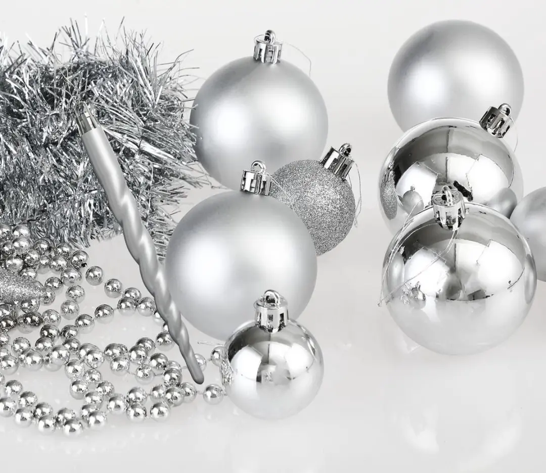 Deuba Kerstboallen Set 77 Stuks - 5cm - Zilver
