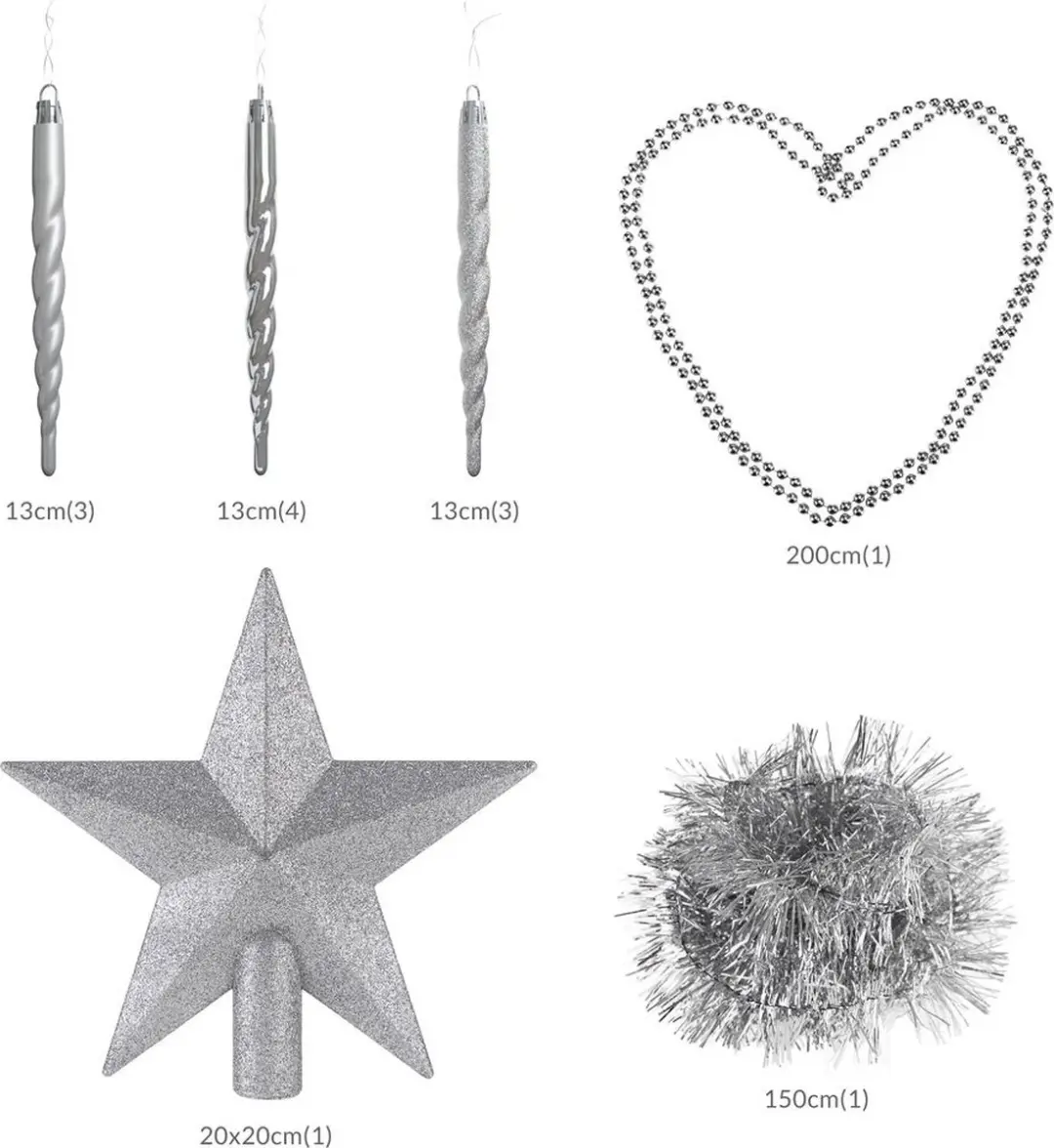 Deuba Kerstboallen Set 77 Stuks - 5cm - Zilver