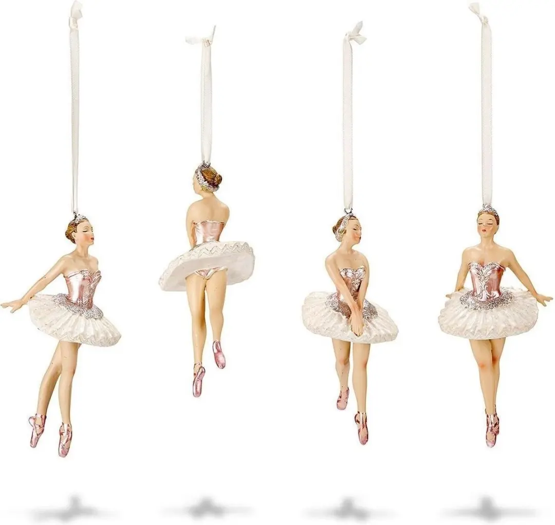 Loberon Figuurenset Tadley - 4 Stuks - Wit/Rozig