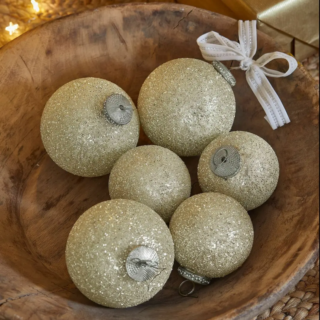 Loberon Shariz Kerstballen Set - 6 Stuks Ø16cm Goud