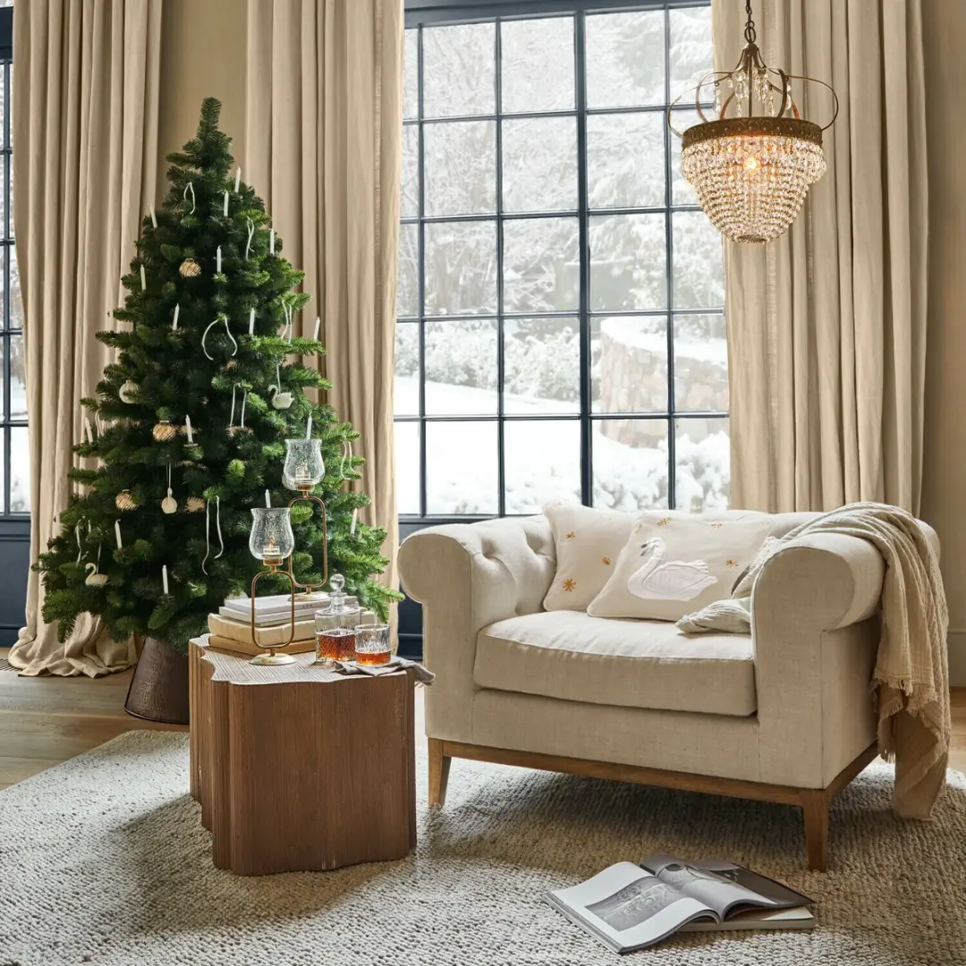 Loberon Kerstbal Set 6 Stuks - Ø8cm Antiekgoud/Crème