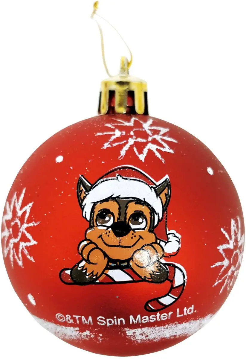 Spin Master Paw Patrol Kerstballen - 6 Stuks Rood Ø8cm - afbeelding 2 van 5