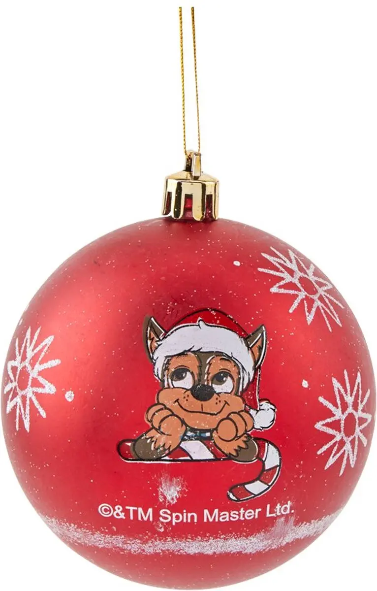 Spin Master Paw Patrol Kerstballen - 6 Stuks Rood Ø8cm - afbeelding 3 van 5
