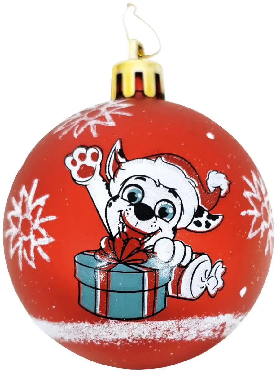 Spin Master Paw Patrol Kerstballen - 6 Stuks Rood Ø8cm - afbeelding 4 van 5