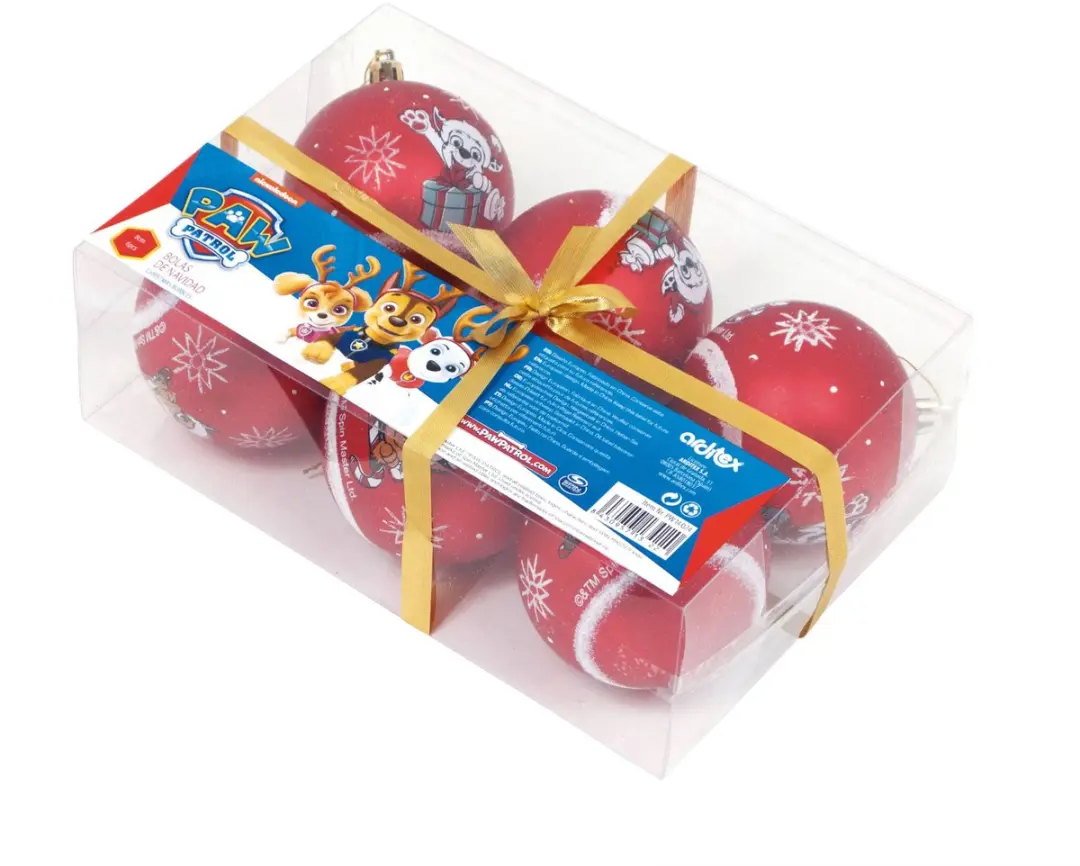 Kerstbal The Paw Patrol Friendship Rood 6 Stuks Plastic (Ø 8 cm)