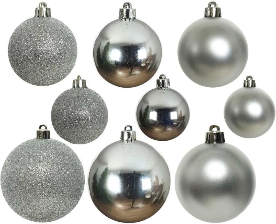 Decoris Kerstballen Set 30-delig - Zilver - Ø3cm