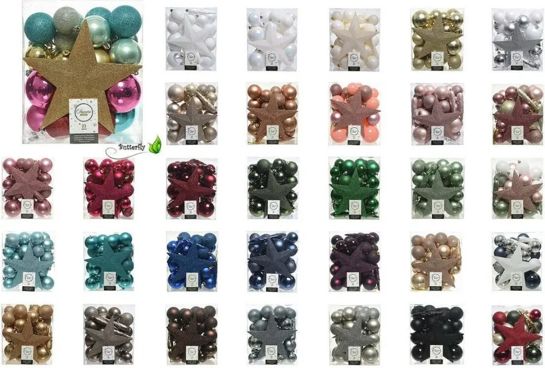 Decoris Kerstballenset 33 Stuks - Zwart - Ø6cm