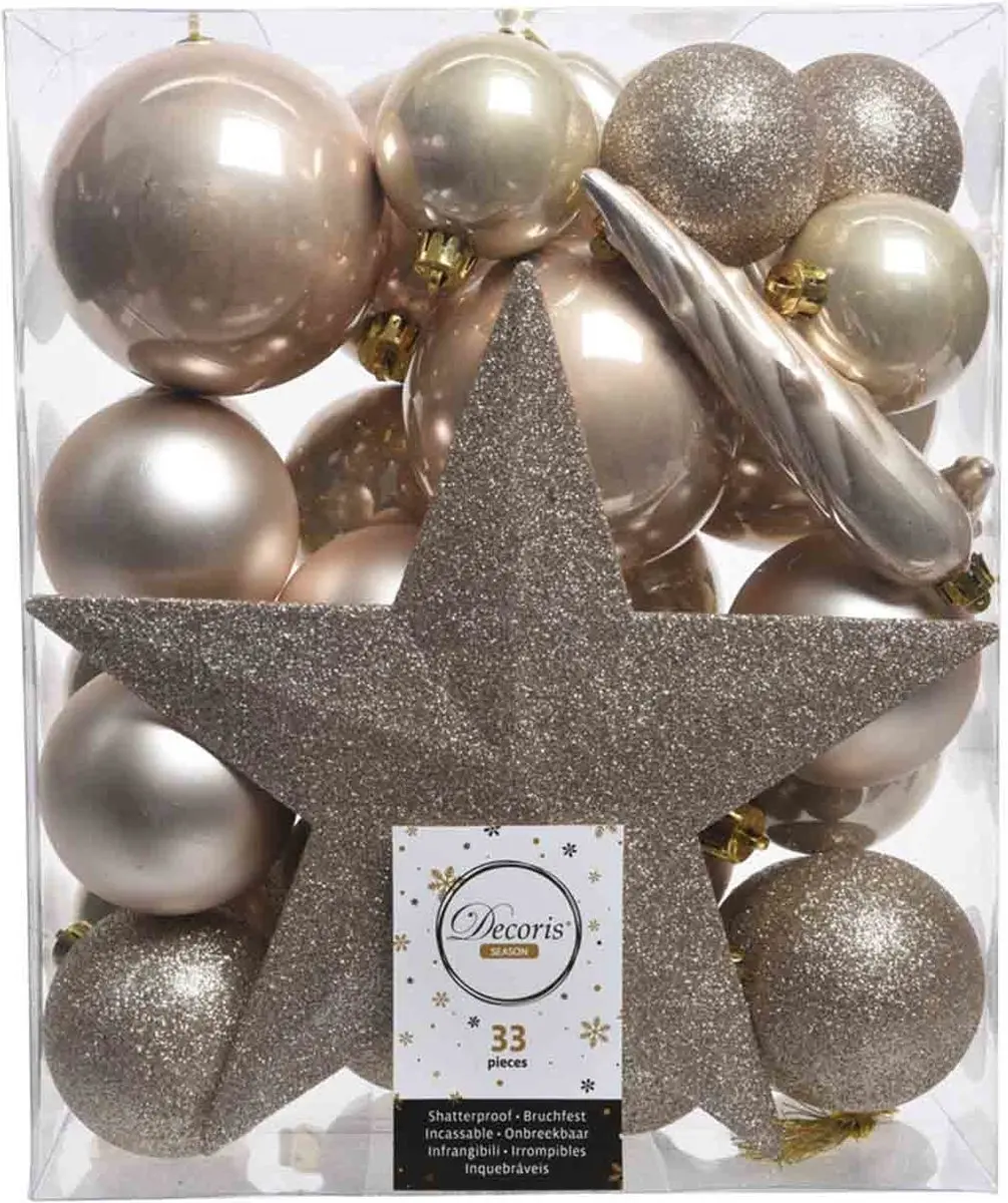Decoris Kerstballenset 33 Stuks - Zwart - Ø6cm