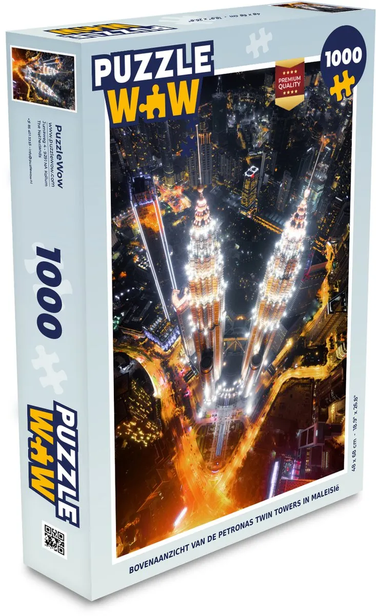 PuzzleWow Petronas Twin Towers Legpuzzel 1000 Stuks - Multicolor