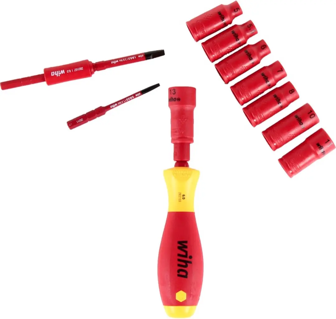Wiha slimVario 7209NK2004 Schroevendraaier- en doppenset 14-delig - Rood/Geel