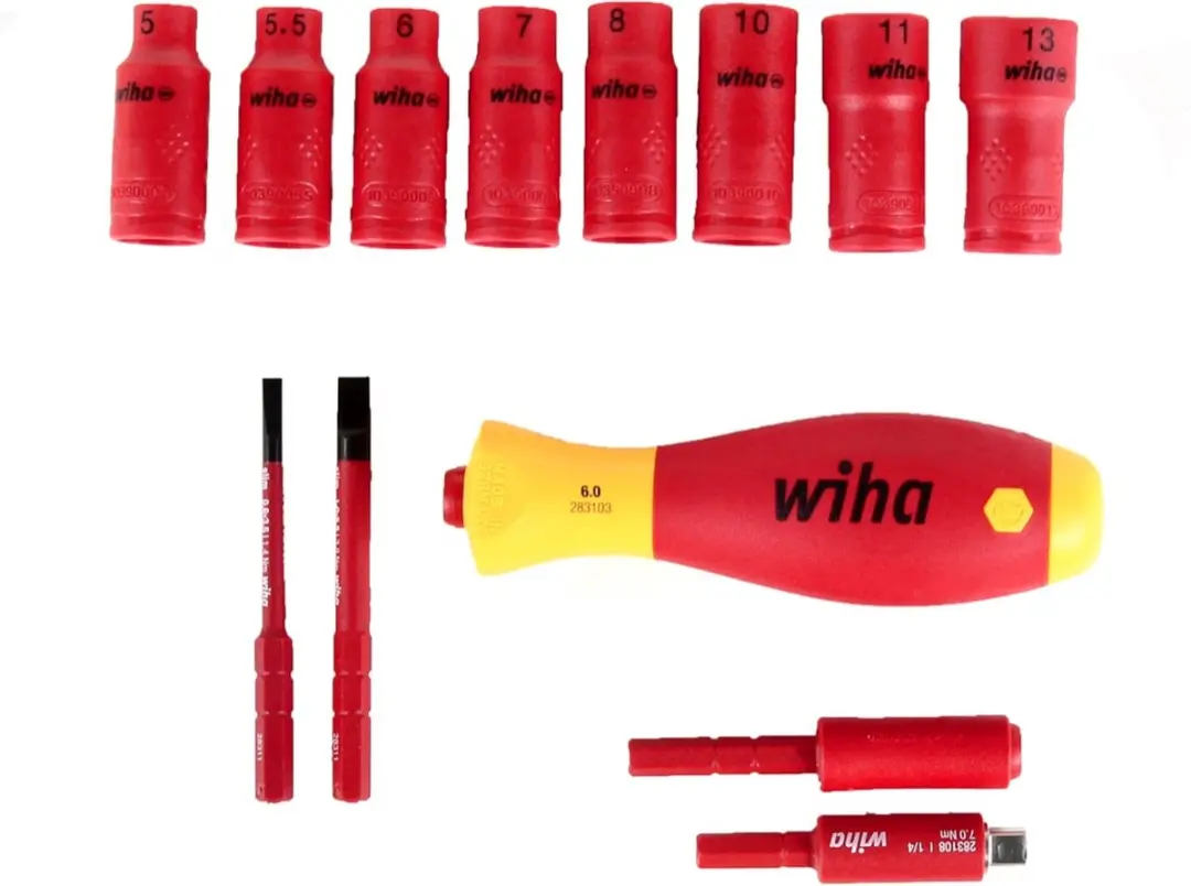 Wiha slimVario 7209NK2004 Schroevendraaier- en doppenset 14-delig - Rood/Geel