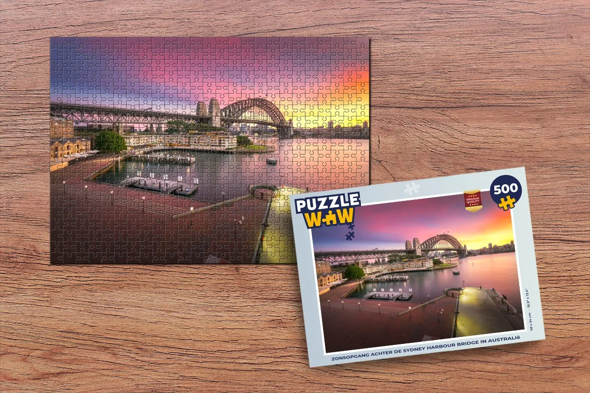 PuzzleWow Legpuzzel Zonsopgang Sydney Harbour Bridge 500 Stuks