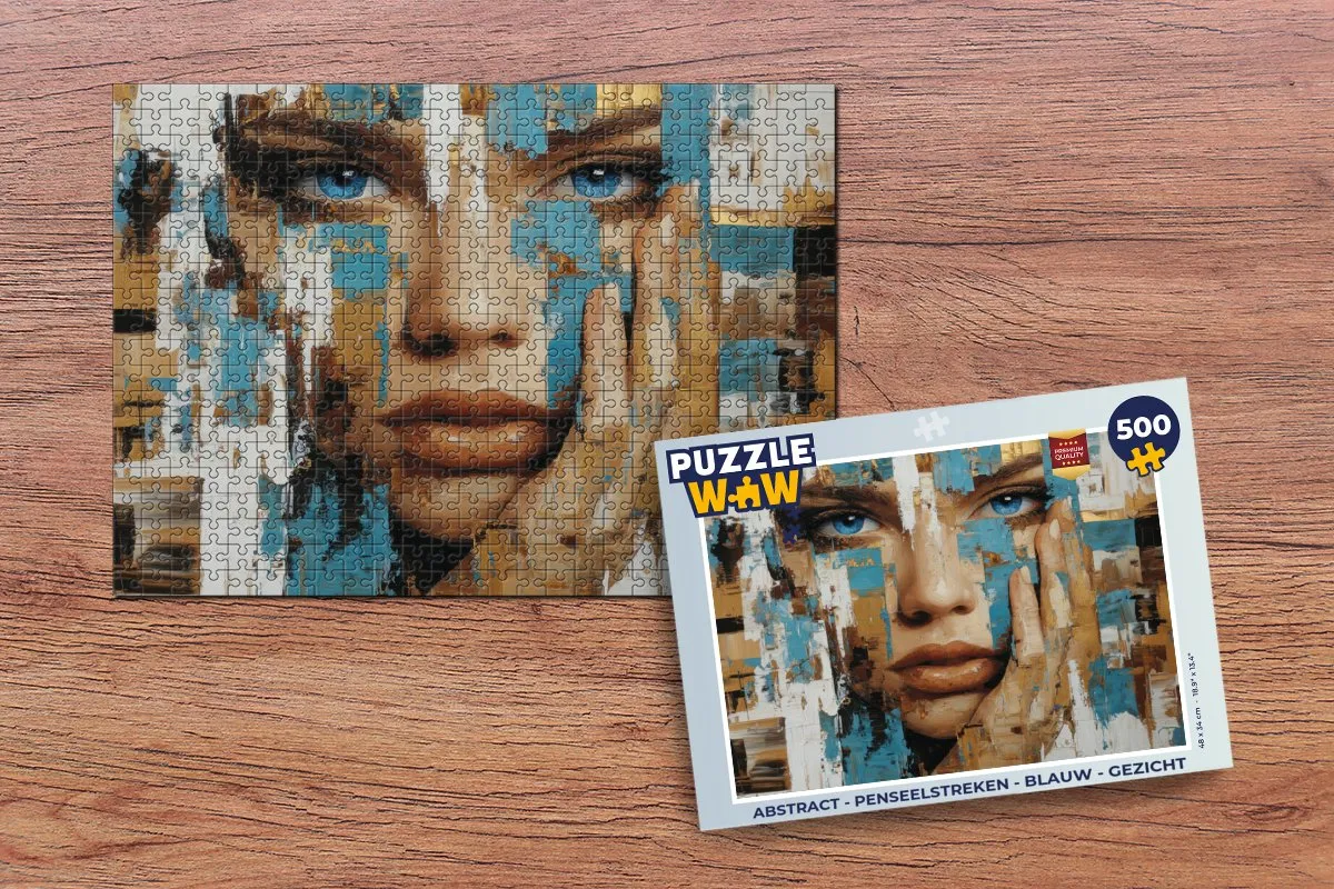 PuzzleWow Abstract Penseelstreken Legpuzzel 500 Stuks - Blauw