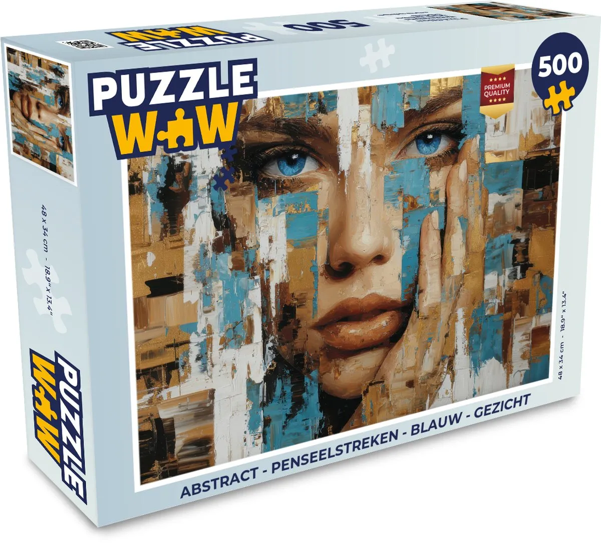 PuzzleWow Abstract Penseelstreken Legpuzzel 500 Stuks - Blauw