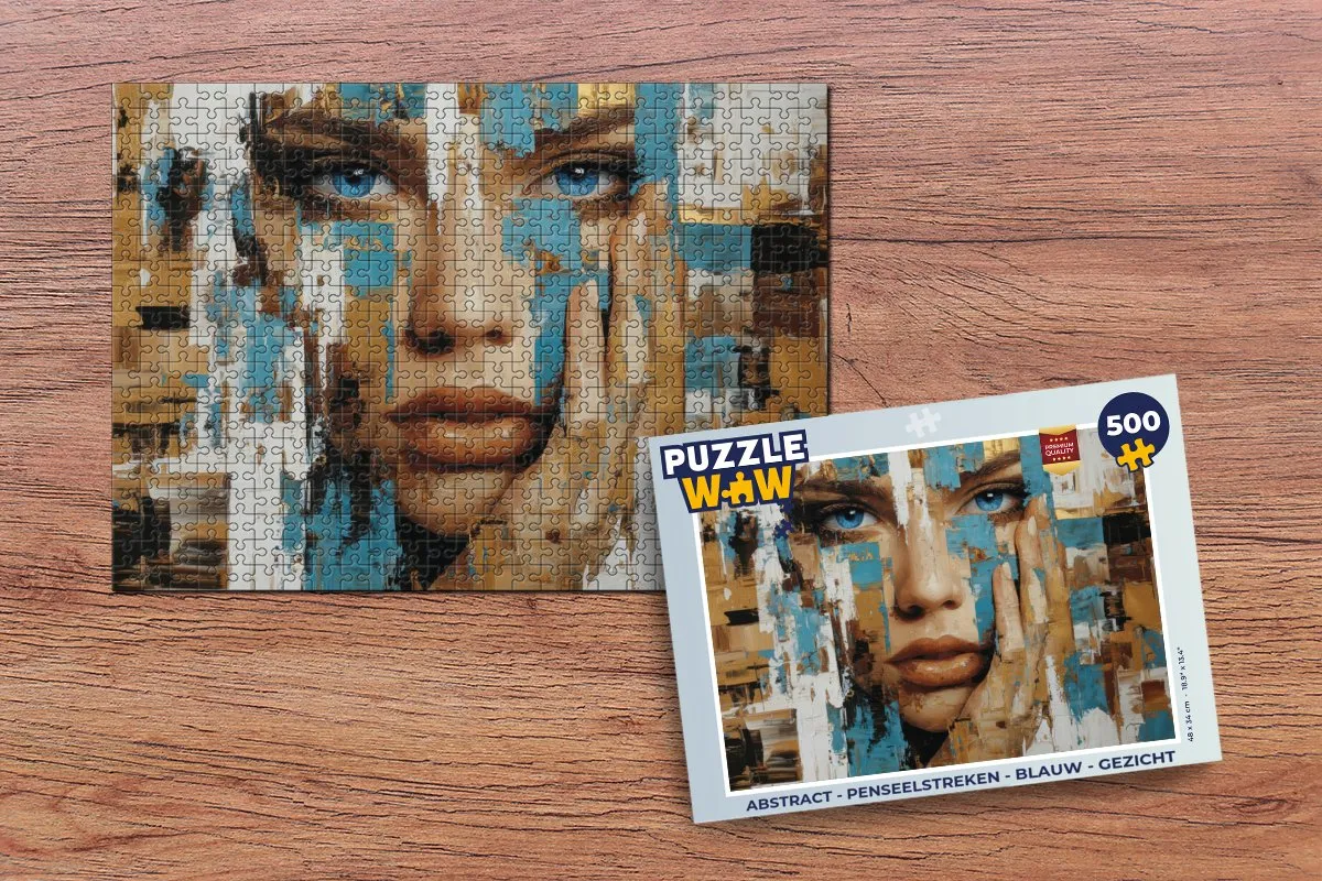 PuzzleWow Abstract Penseelstreken Legpuzzel 500 Stuks - Blauw