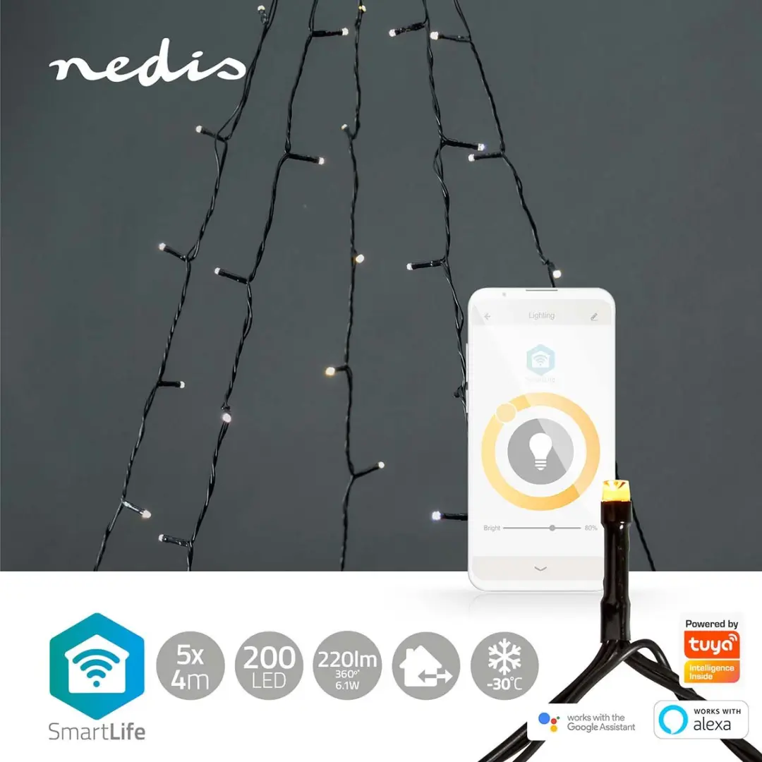 Nedis SmartLife Kerstverlichting Boom 200 LED - 20m - Warm Wit - Android/iOS - afbeelding 6 van 6