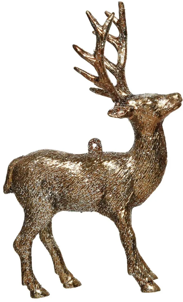 Kaemingk kersthanger hert lichtbruin brons glitter 14,5 cm