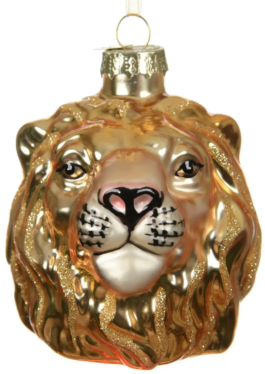 Kaemingk kersthanger leeuw glanzend glas goud 9 cm