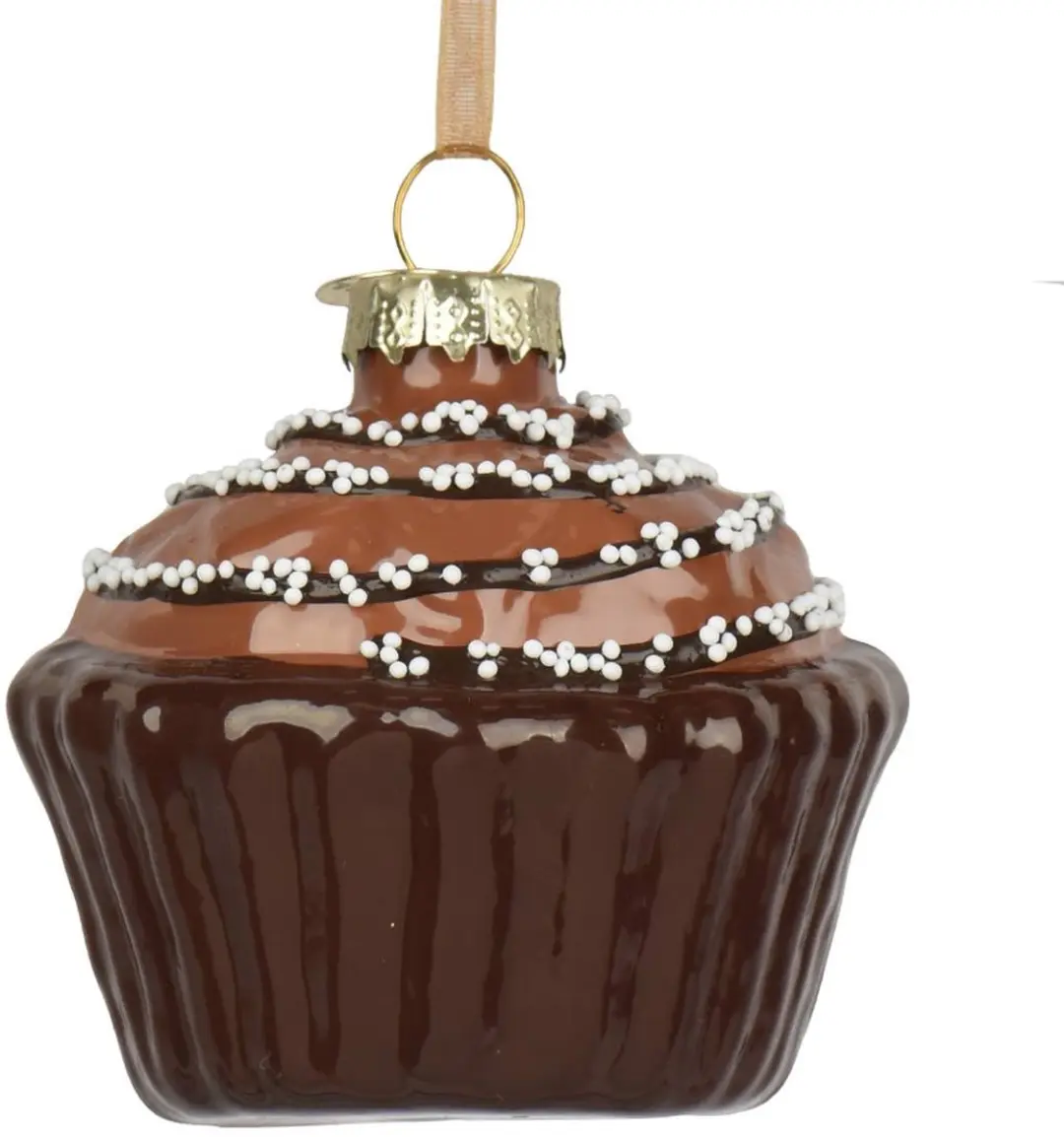 Kaemingk kersthanger muffin chocolade plat 4 rijen strooisel