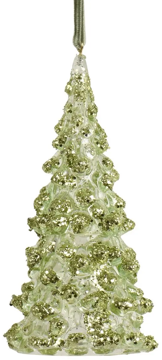Kaemingk kersthanger dennenboom lichtgroen glitter 11,5 cm