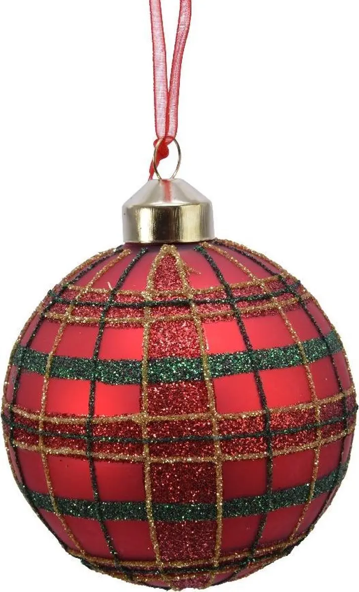Kerstbal glas d8 cm k.rood a3 3st