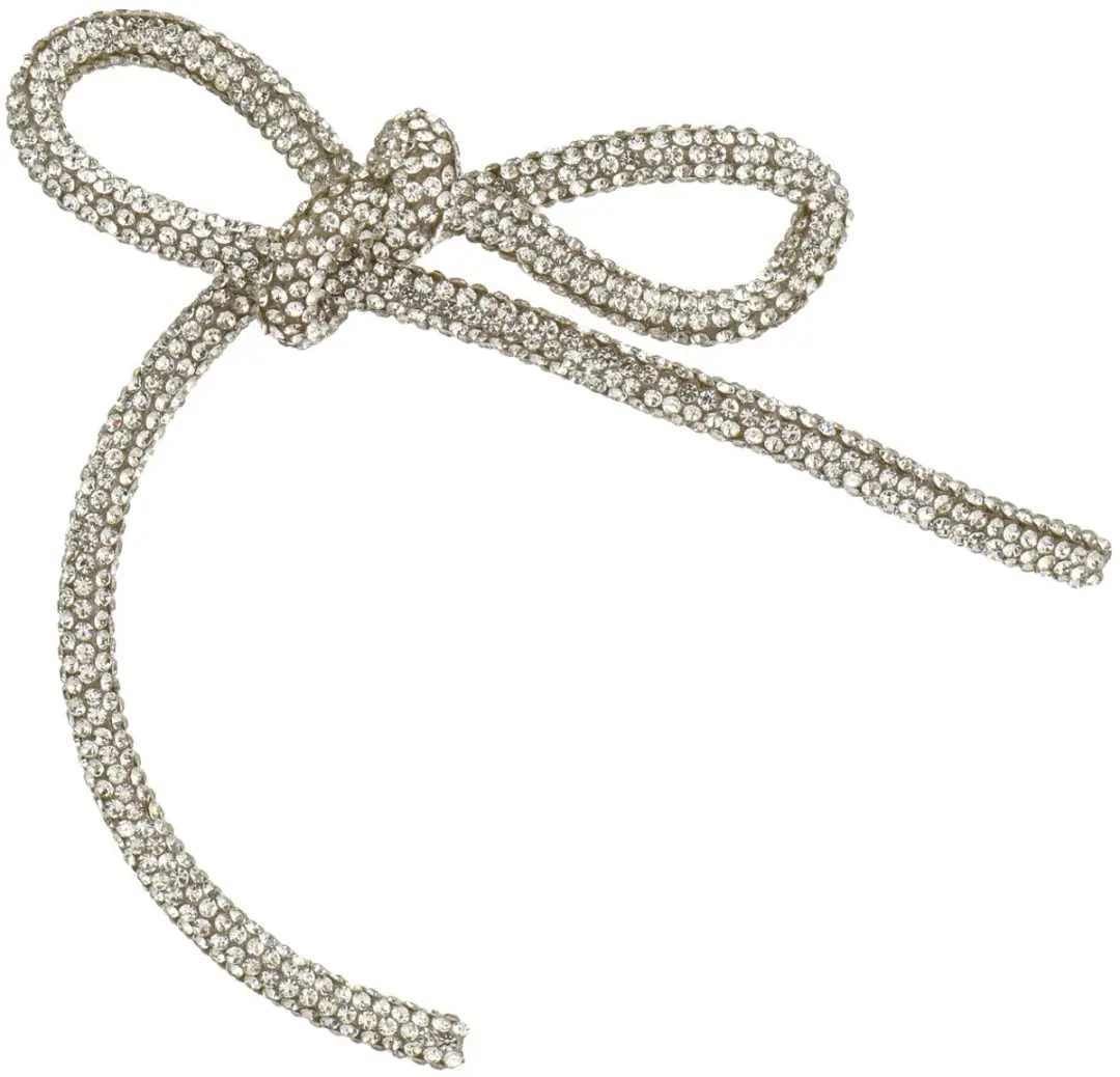 Kaemingk kerststrik zilver met glittersteentjes 14 cm