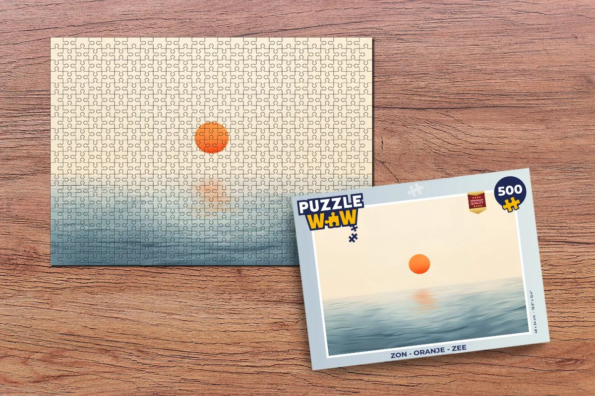 PuzzleWow Legpuzzel Zon - Zee 500 Stuks - Oranje