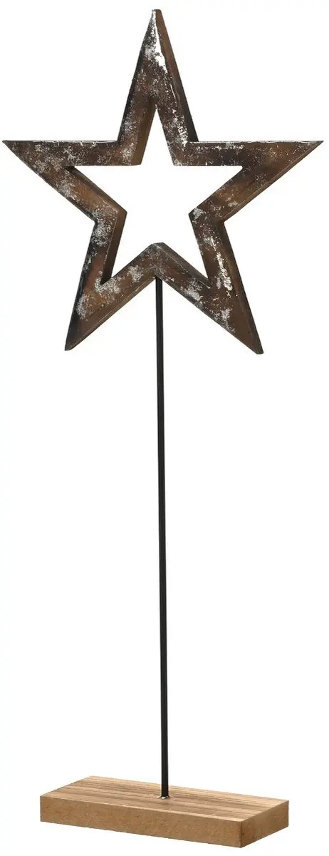 Kaemingk kerstster op houten voet bruin antiek 65 cm