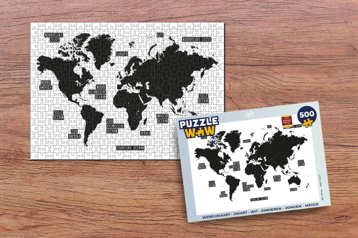 PuzzleWow Wereldkaart Puzzel 500 Stuks - Multicolor