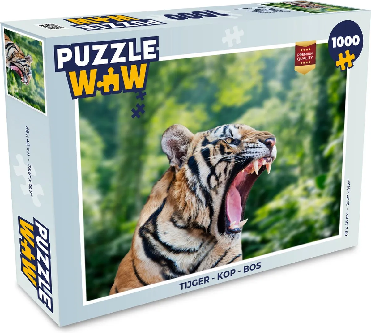 PuzzleWow Tijger Kop Bos Legpuzzel 1000 Stuks - Multicolor