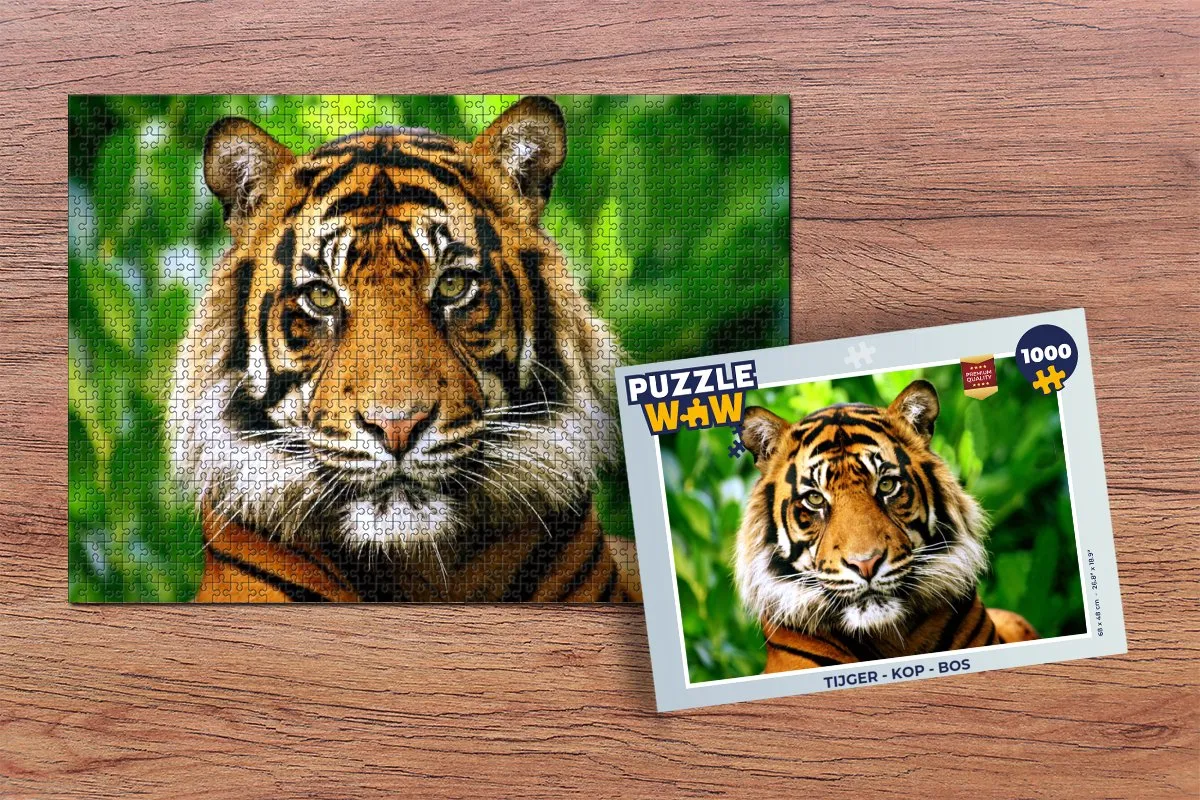 PuzzleWow Tijger Kop Bos Legpuzzel 1000 Stuks - Multicolor