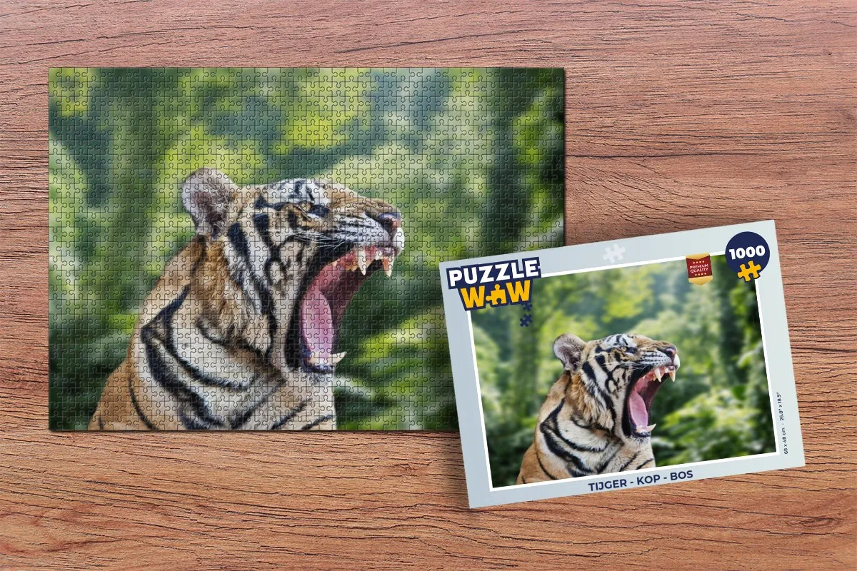 PuzzleWow Tijger Kop Bos Legpuzzel 1000 Stuks - Multicolor
