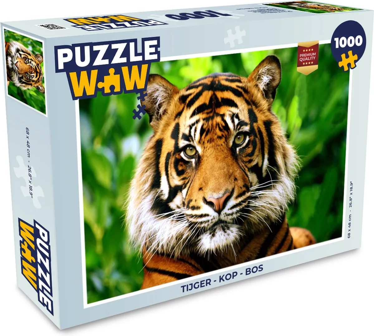 PuzzleWow Tijger Kop Bos Legpuzzel 1000 Stuks - Multicolor