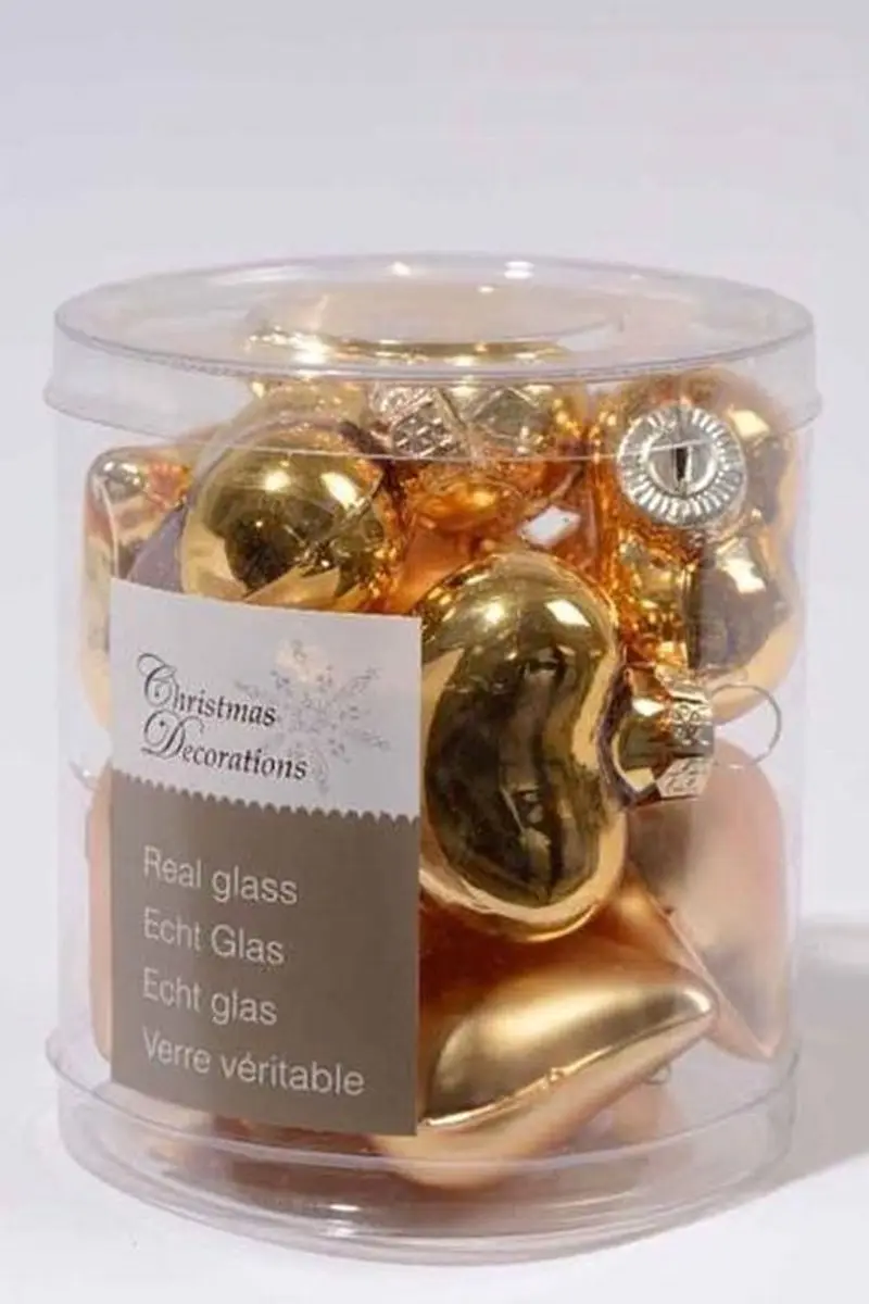 Decoris Kerstbalhartjes Goud Mat/Glans - 12 Stuks