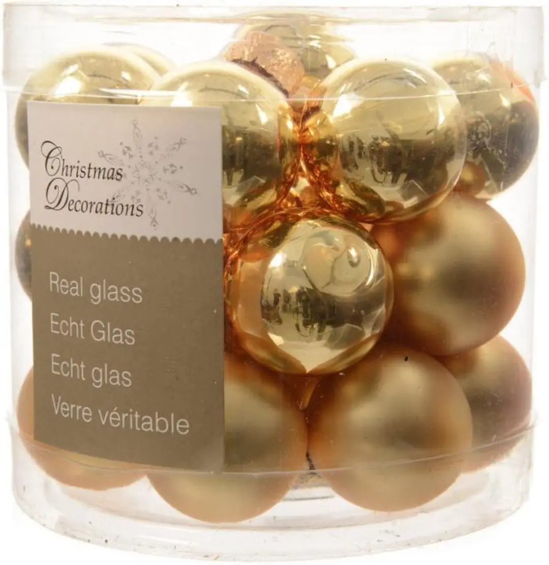 Decoris Mini-Glasballetjes Lichtgoud - 24 Stuks