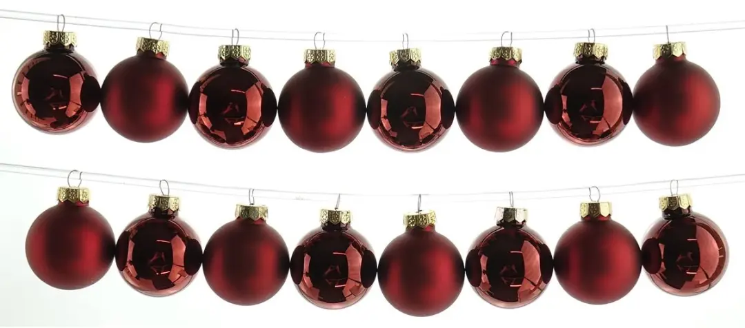 Decoris Kerstballen Set 16-delig - Donkerrood 3,5cm