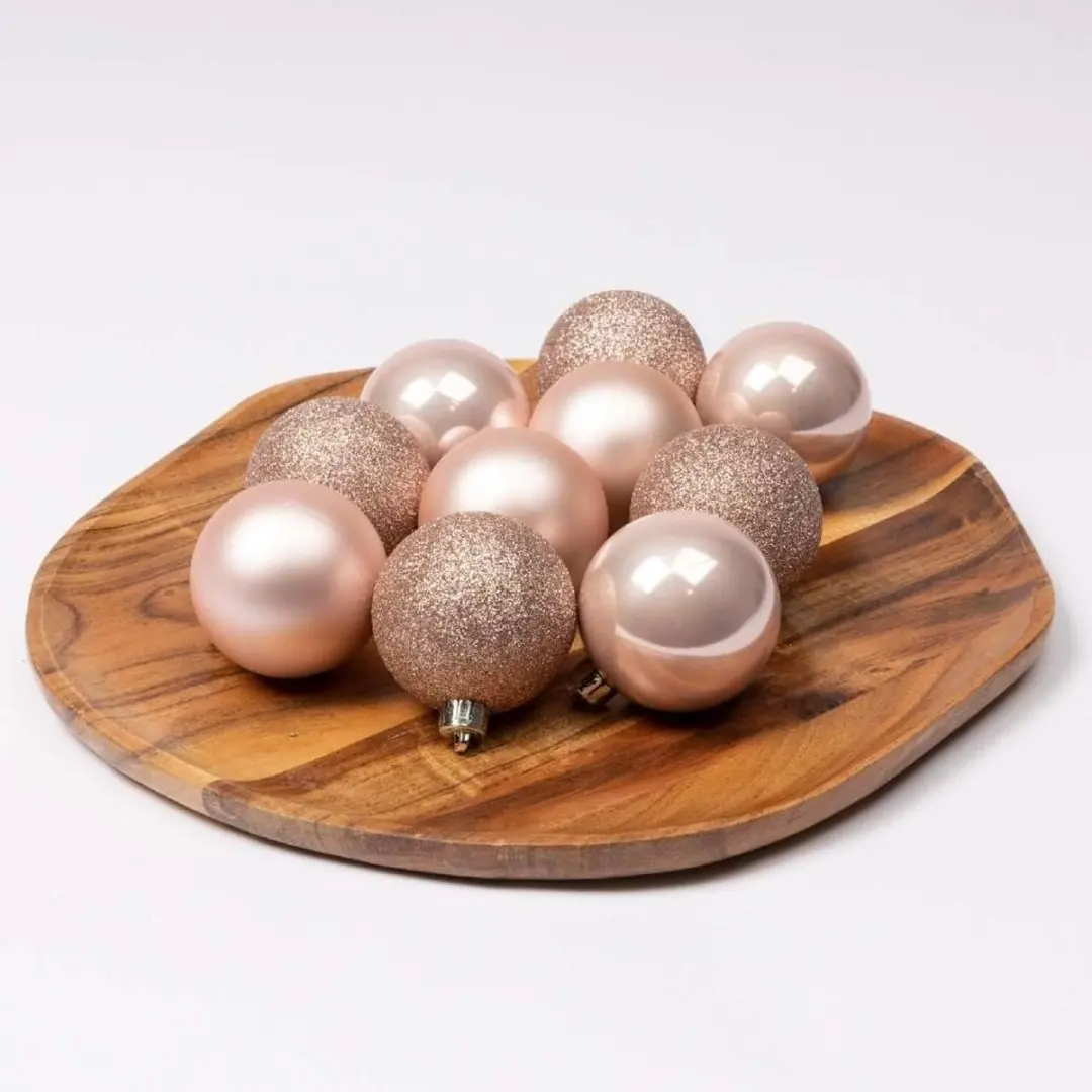 Decoris Kerstballenset Glas Mix Poederroze - 42 Stuks