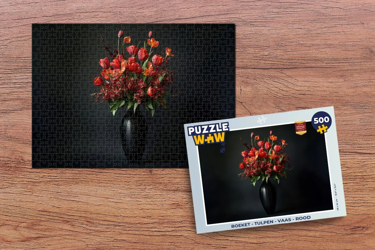 PuzzleWow Puzzel Boeket - Tulpen - 500 Stuks - Rood