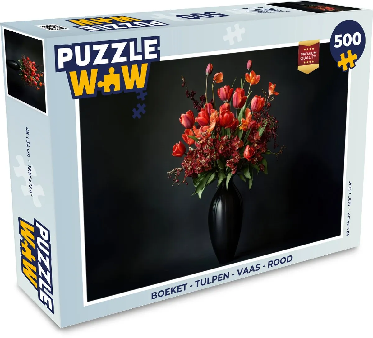 PuzzleWow Puzzel Boeket - Tulpen - 500 Stuks - Rood