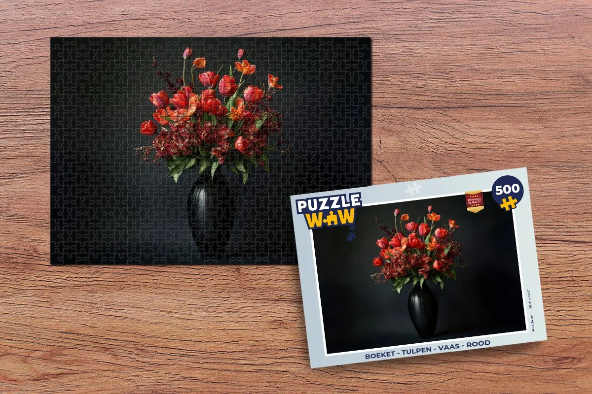 PuzzleWow Puzzel Boeket - Tulpen - 500 Stuks - Rood